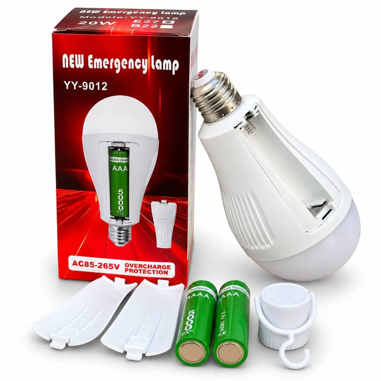 Аварійна LED-лампа YY-9012 20 Вт E27 з гачком, 2 акумуляторами